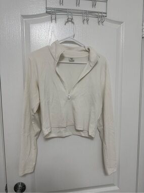 Sunday Best Cream Cropped Quarter-Zip Pullover